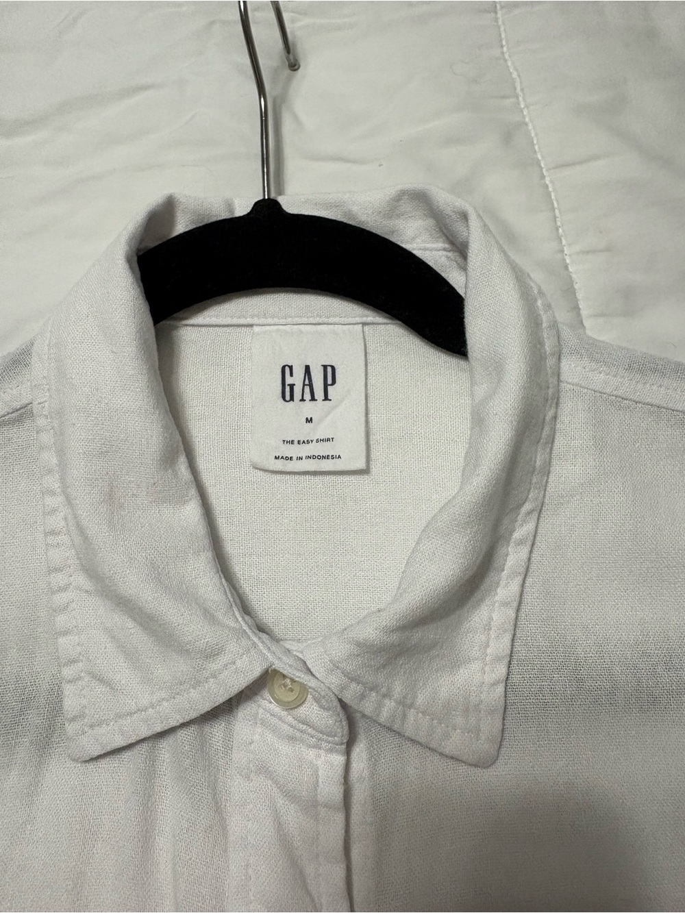GAP White Linen-Blend Easy Button-Down Shirt - Picture 6 of 9